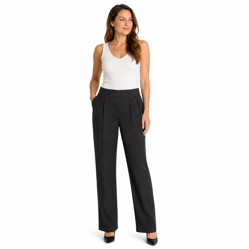 Lark & Ro Bootcut Trousers Women 12 Gray Professional Stretch Work‎ Pants